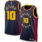 Men's Golden State Warriors #10 Jimmy Butler Navy 2024 City Heat Press Jersey