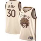 Men's Golden State Warriors #30 Stephen Curry Cream 2025 City Heat Press Jersey