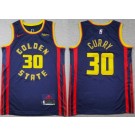 Men's Golden State Warriors #30 Stephen Curry Navy 2024 City Sponsor Swingman Jersey