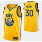 Men's Golden State Warriors #30 Stephen Curry Yellow Statement Diamond 75th Icon Hot Press Jersey