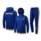 Men's Golden State Warriors Blue 75th Performance Showtime Full Zip Hoodie Jacket Pants Sets