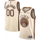 Men's Golden State Warriors Custom Cream 2025 City Heat Press Jersey