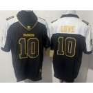 Men's Green Bay Packers #10 Jordan Love Limited Black Gold FUSE Vapor Jersey