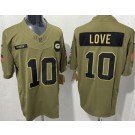 Men's Green Bay Packers #10 Jordan Love Limited Green 2025 Salute To Service Jersey