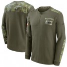 Men's Green Bay Packers 2021 Salute To Service Henley Olive Long Sleeve Thermal Top