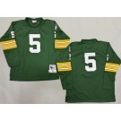 Men's Green Bay Packers #5 Paul Hornung Green Long Sleeve 1961 Throwback Jersey