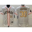 Men's Houston Astros #30 Kyle Tucker White 2023 Gold Collection Authentic Jersey