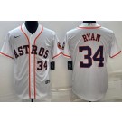 Men's Houston Astros #34 Nolan Ryan White Player Number Team Logo Cool Base Jersey