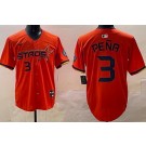 Men's Houston Astros #3 Jeremy Pena Orange 2025 City Connect Limited Jersey