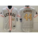 Men's Houston Astros #44 Yordan Alvarez White 2023 Gold Collection Authentic Jersey