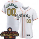 Men's Houston Astros Customized White 2023 Gold Collection Authentic Jersey