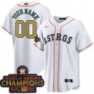 Men's Houston Astros Customized White 2023 Gold Collection Cool Base Jersey