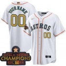 Men's Houston Astros Customized White 2023 Gold Collection Player Number Cool Base Jersey