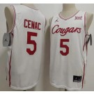Men's Houston Cougars #5 Chris Cenac Jr White College Basketball Jersey