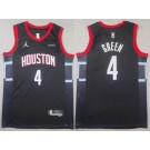 Men's Houston Rockets #4 Jalen Green Black Statement Sponsor Swingman Jersey