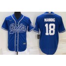Men's Indianapolis Colts #18 Peyton Manning Blue Baseball Jersey