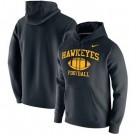 Men's Iowa Hawkeyes Black Retro Football Club Fleece Pullover Hoodie