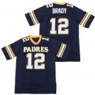 Men's Junipero Serra High School Padres #12 Tom Brady Navy Football Jersey