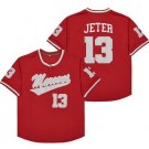 Men's Kalamazoo Maroons #13 Derek Jeter Red Baseball Jersey