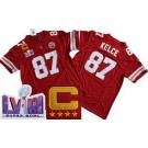 Men's Kansas City Chiefs #87 Travis Kelce Limited Red C Patch LVIII Super Bowl FUSE Vapor Jersey