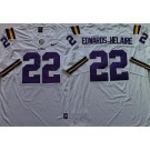 Men's LSU Tigers #22 Clyde Edwards Helaire White College Football Jersey