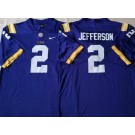 Men's LSU Tigers #2 Justin Jefferson Purple College Football Jersey