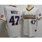 Men's LSU Tigers #47 Tommy White White College Pullover Baseball Jersey