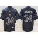 Men's Las Vegas Raiders #34 Bo Jackson Limited Black RFLCTV Jersey