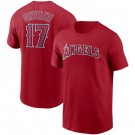 Men's Los Angeles Angels #17 Shohei Ohtani Red Printed T Shirt 112037