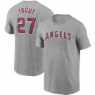 Men's Los Angeles Angels #27 Mike Trout Gray Printed T Shirt 112028