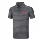 Men's Los Angeles Angels Anthracite Collection Striped Performance Pique Polo
