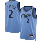 Men's Los Angeles Clippers #2 Kawhi Leonard Light Blue 2024 City Heat Press Jersey