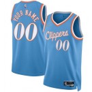 Men's Los Angeles Clippers Cusotm Blue City Diamond 75th Icon Hot Press Jersey