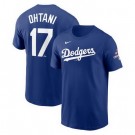 Men's Los Angeles Dodgers #17 Shohei Ohtani Blue 2024 World Series Champions T Shirt