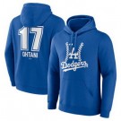 Men's Los Angeles Dodgers #17 Shohei Ohtani Blue Pullover Hoodie 250222
