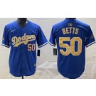 Men's Los Angeles Dodgers #50 Mookie Betts Blue 2025 Gold Collection Limited Jersey