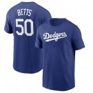 Men's Los Angeles Dodgers #50 Mookie Betts Blue Printed T Shirt 112219
