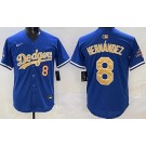 Men's Los Angeles Dodgers #8 Enrique Hernandez Blue 2025 Gold Collection Limited Jersey