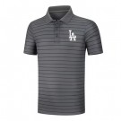 Men's Los Angeles Dodgers Anthracite Collection Striped Performance Pique Polo