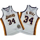 Men's Los Angeles Lakers #34 Shaquille O'Neal White 2003 Throwback Swingman Jersey