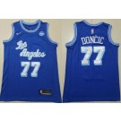 Men's Los Angeles Lakers #77 Luka Doncic Blue Classic Sponsor Swingman Jersey