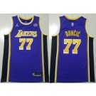 Men's Los Angeles Lakers #77 Luka Doncic Purple 2023 Statement Sponsor Swingman Jersey