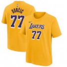 Men's Los Angeles Lakers #77 Luka Doncic Yellow T Shirt