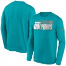 Men's Miami Dolphins Aqua Sideline Impact Legend Performance Long Sleeves T Shirt 626