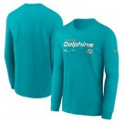 Men's Miami Dolphins Aqua Sideline Infograph Lock Up Performance Long Sleeve T Shirt