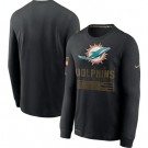 Men's Miami Dolphins Black 2020 Salute To Service Long Sleeves T Shirt 209