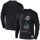 Men's Miami Dolphins Black Black NFL x Staple World Renowned Long Sleeve T Shirt