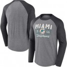 Men's Miami Dolphins Gray 1966 Tri Blend Raglan Athletic Long Sleeve T Shirt