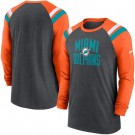 Men's Miami Dolphins Gray Orange Tri Blend Raglan Athletic Long Sleeve T Shirt