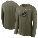 Men's Miami Dolphins Olive 2021 Salute To Service Performance Long Sleeve T-Shirt